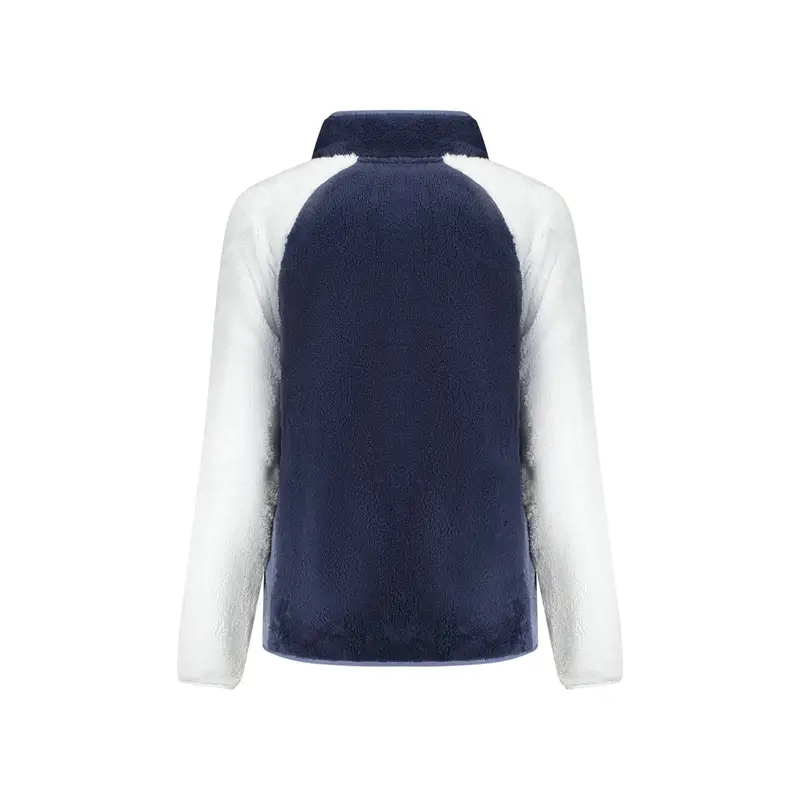 Felpa Donna Blu con Zip Felpata Ricamo Logo miniatura 2