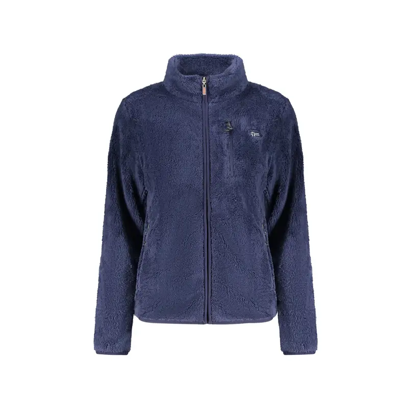 Felpa Donna Blu con Zip Peluche Applicazione Logo