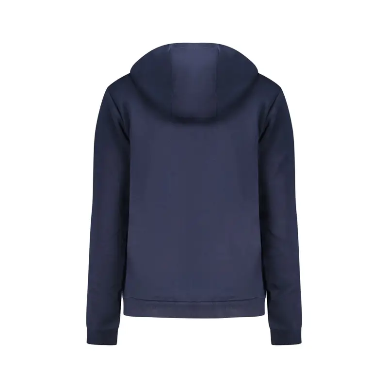 Felpa Donna Blu Zip Cappuccio Felpata Tasche Stampa Logo miniatura 2