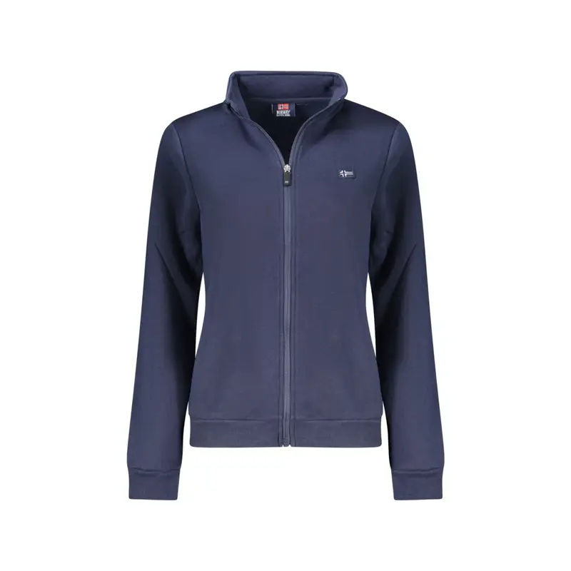 Felpa Donna Blu Zip Felpata Applicazione Logo