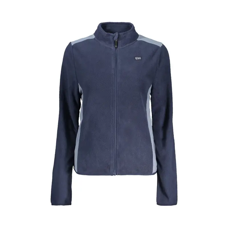 Felpa Donna Blu Zip Pile Dettagli Logo