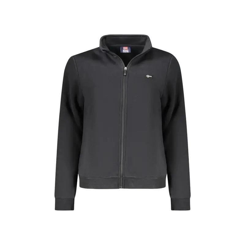 Felpa Donna Nera con Zip Felpata Logo Nero