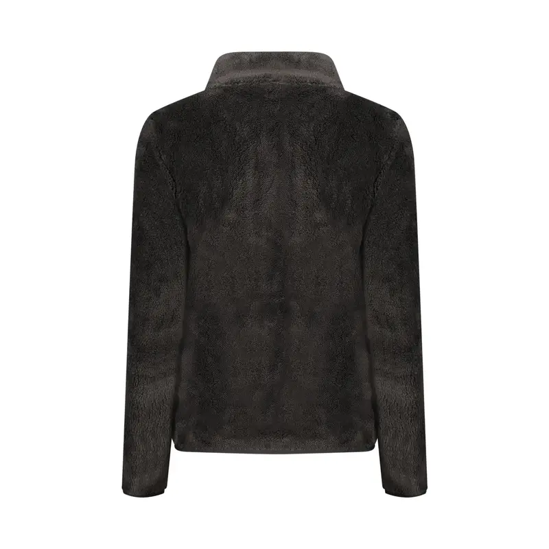 Felpa Donna Nera con Zip Peluche Applicazione Logo Nero miniatura 2