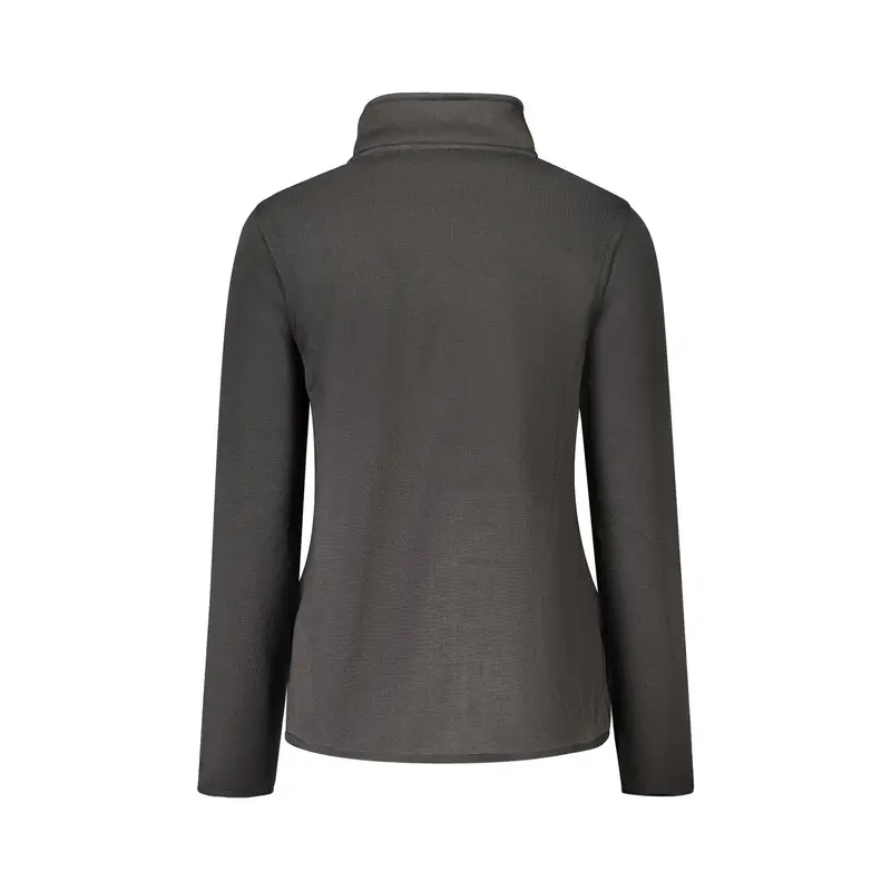 Felpa Donna Nera Zip Felpata Dettagli Contrasto Nero miniatura 2