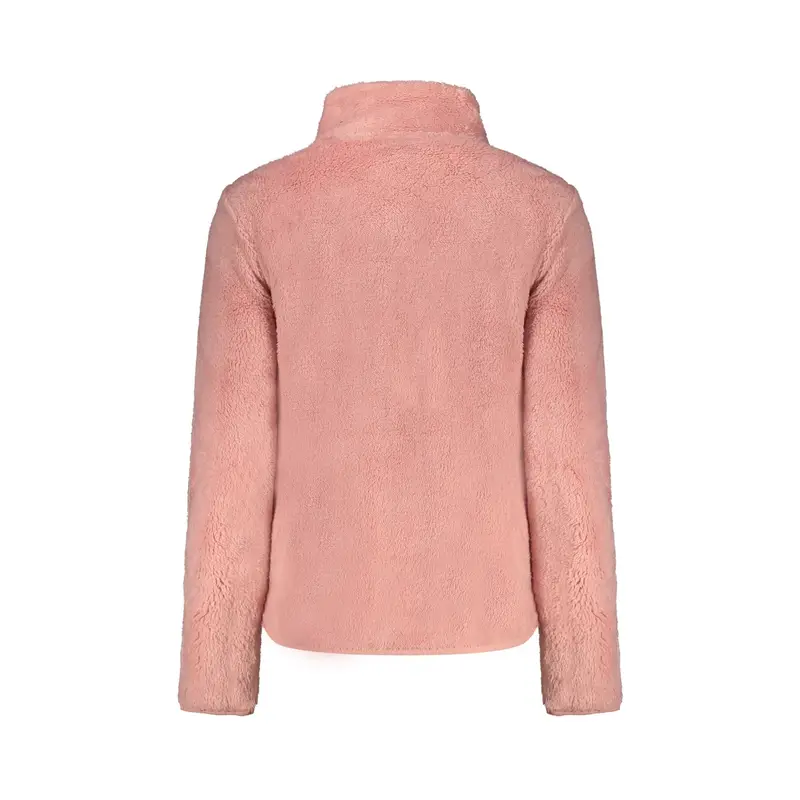 Felpa Donna Rosa con Zip Peluche Applicazione Logo miniatura 2