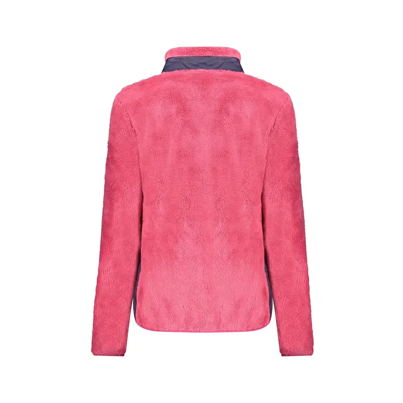 Felpa Donna Rosa con Zip Peluche Applicazione Logo miniatura 2