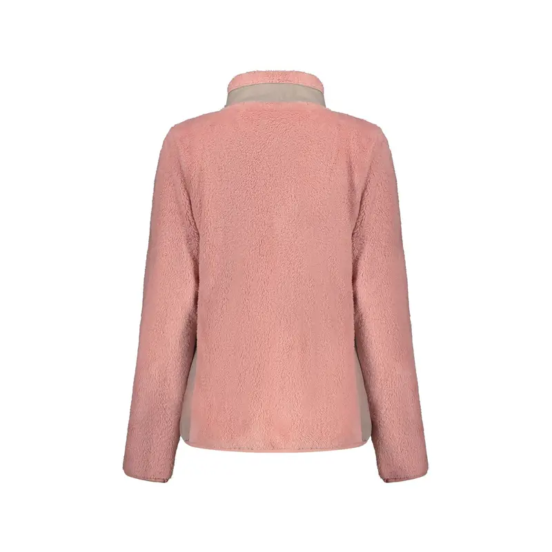 Felpa Donna Rosa con Zip Peluche Applicazione Logo miniatura 2