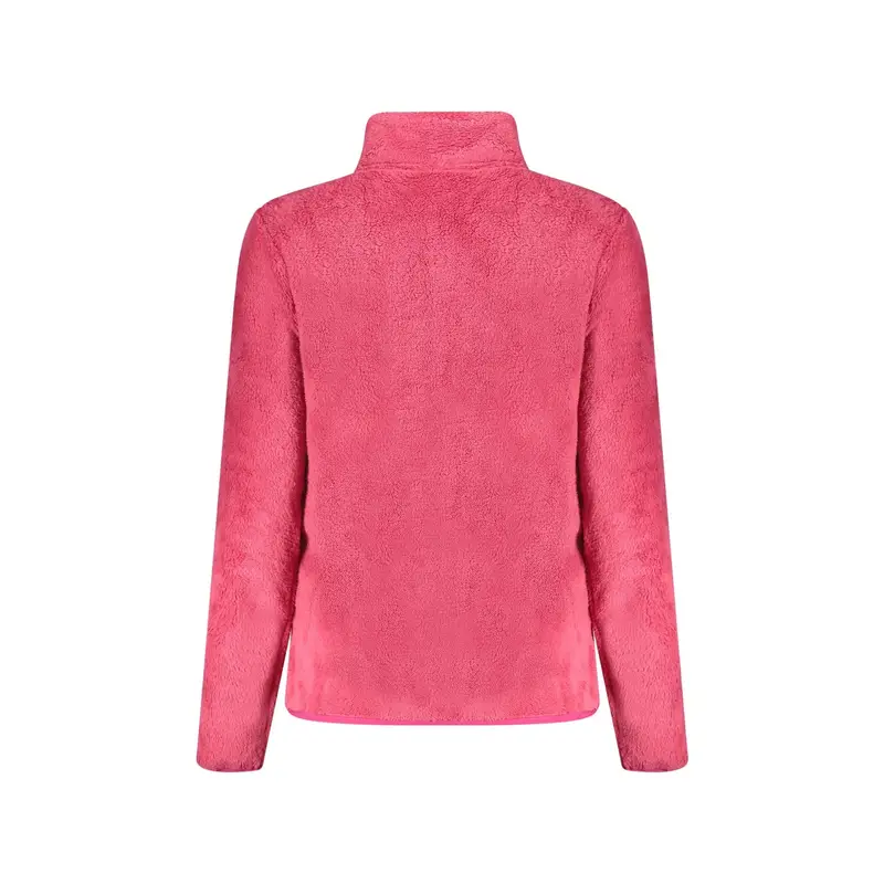 Felpa Donna Rosa con Zip Peluche Applicazione Logo miniatura 2