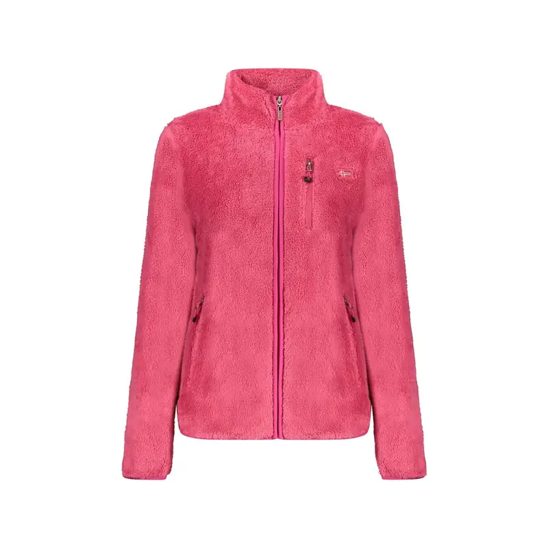 Felpa Donna Rosa con Zip Peluche Applicazione Logo