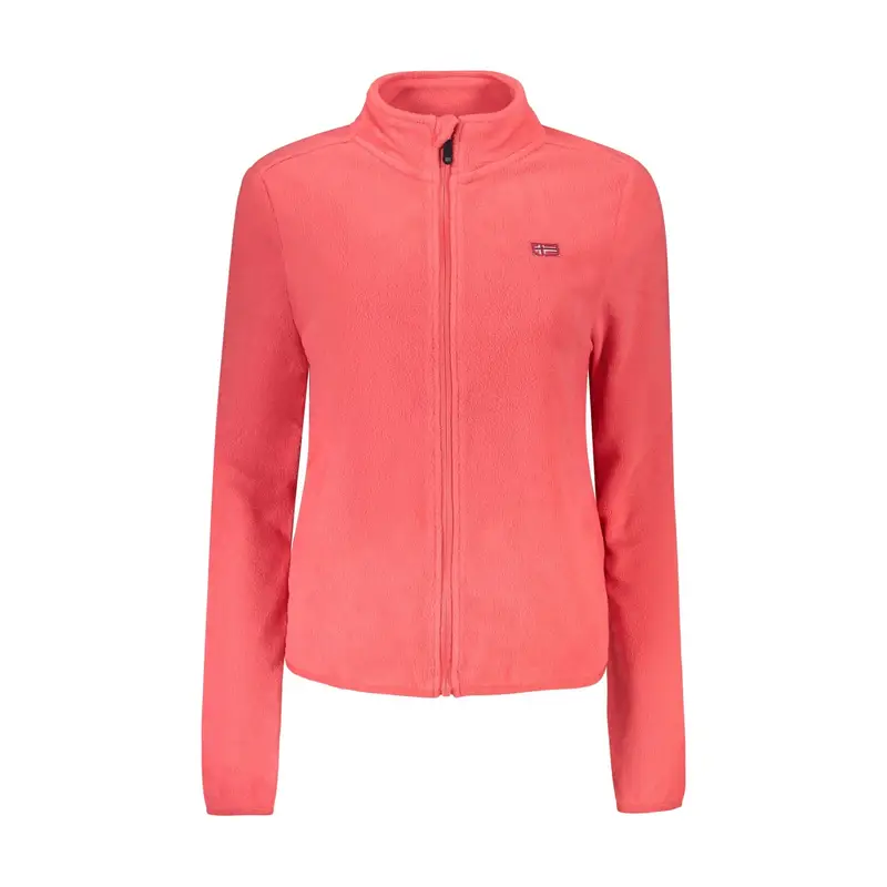 Felpa Donna Rosa con Zip Pile Applicazione Logo