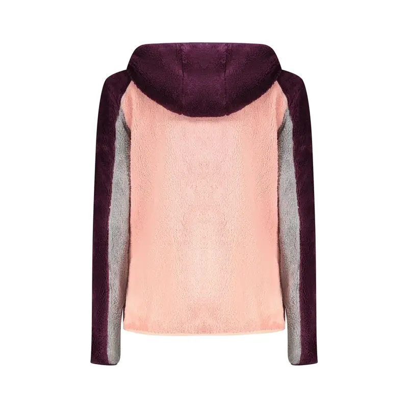 Felpa Donna Rosa Zip Cappuccio Felpata Tasche Ricamo Logo miniatura 2