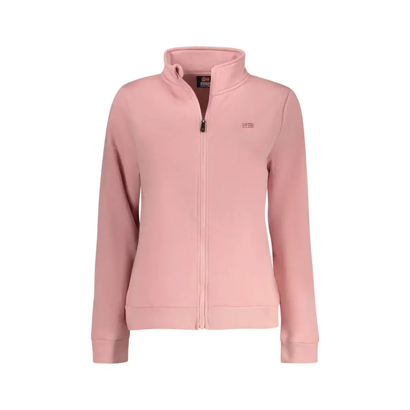 Felpa Donna Rosa Zip Felpata Applicazione Logo
