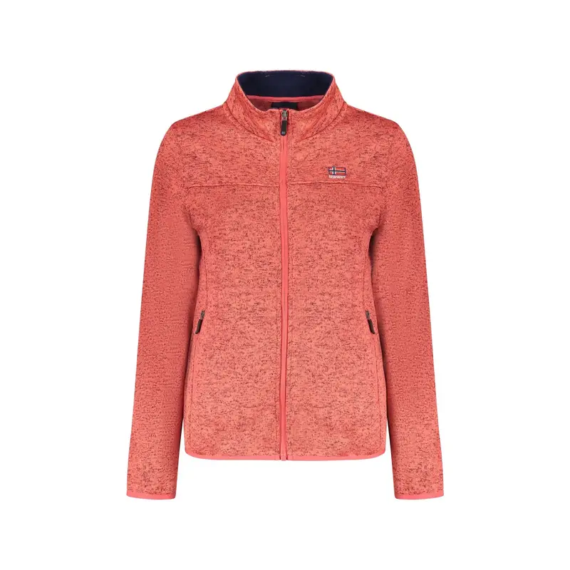 Felpa Donna Rosa Zip Felpata Dettagli Contrasto