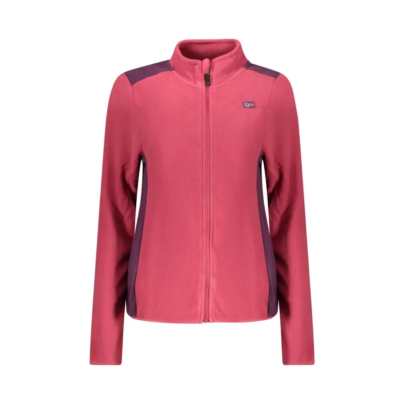 Felpa Donna Rosa Zip Pile Dettagli Logo