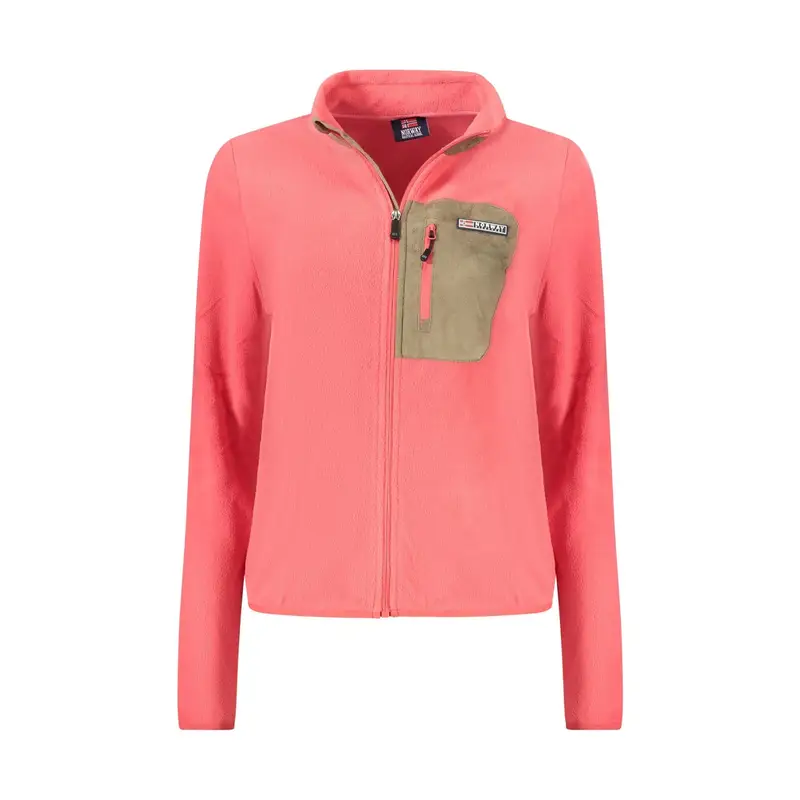 Felpa Donna Rosa Zip Pile Taschino Applicazione Logo