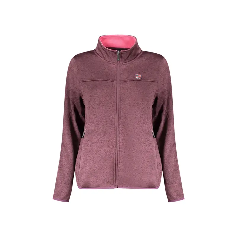 Felpa Donna Viola Zip Felpata Dettagli Contrasto