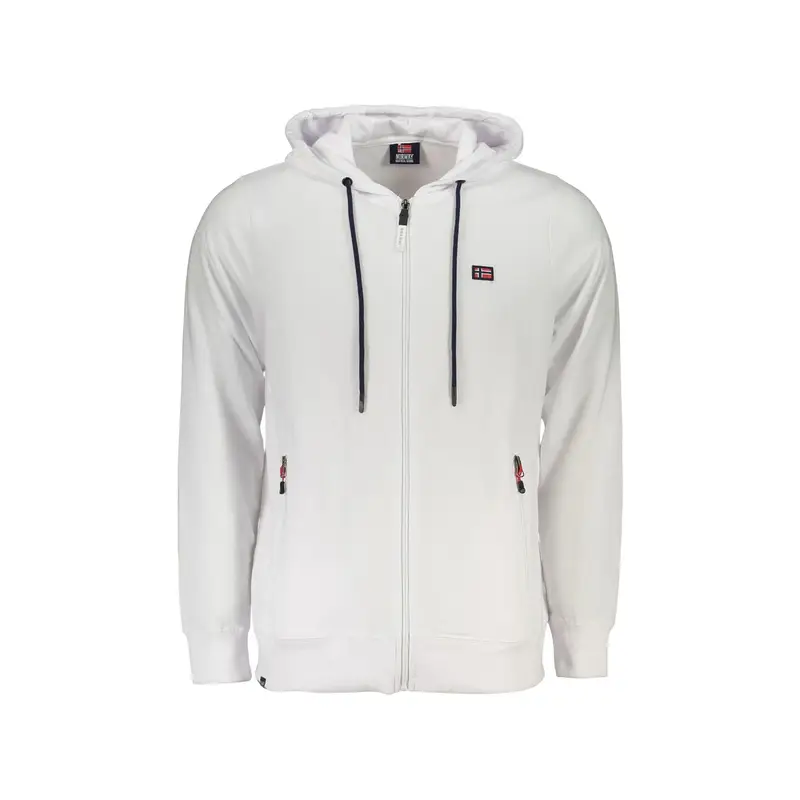 Felpa Maniche Lunghe con Zip Uomo Bianca Logo Bianco