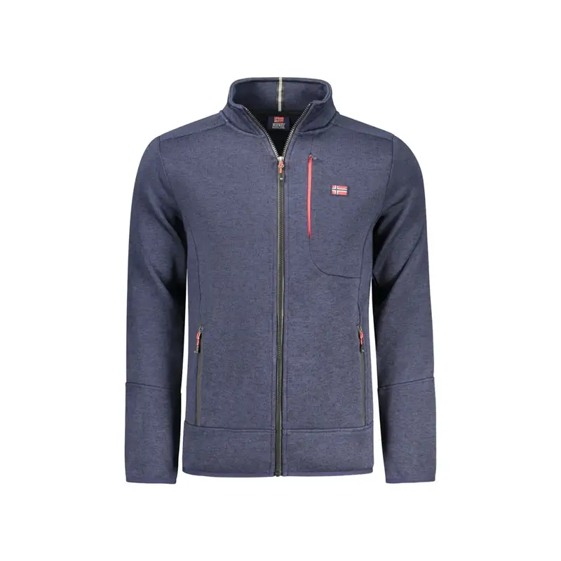 Felpa Maniche Lunghe con Zip Uomo Blu Dettagli a Contrasto