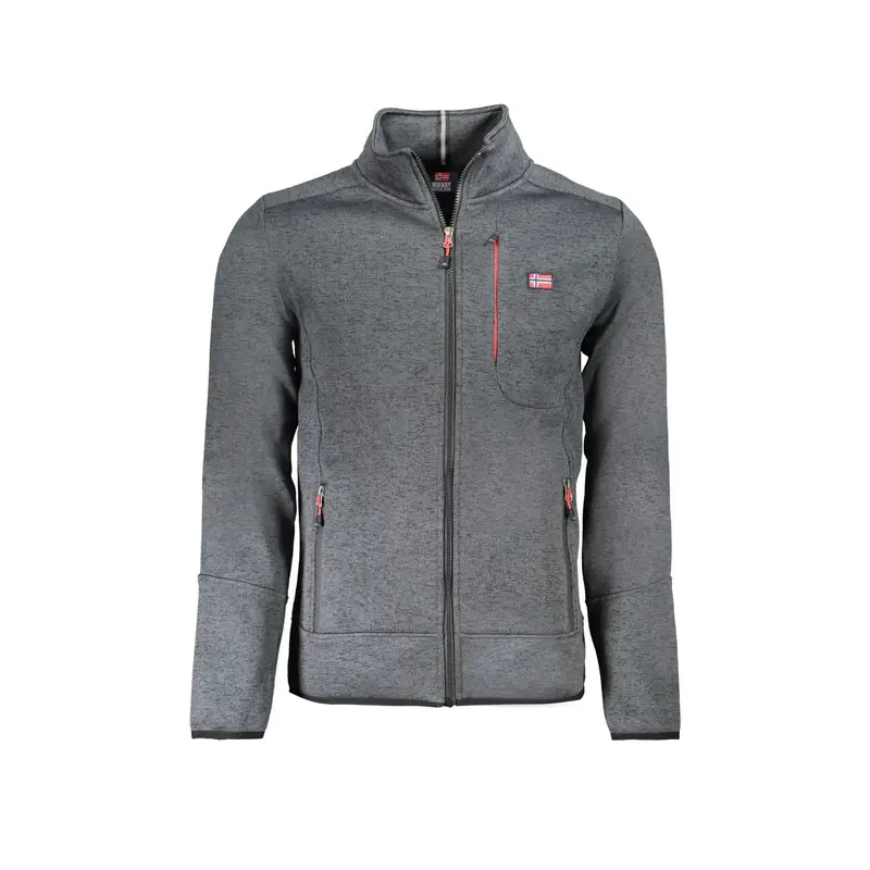 Felpa Maniche Lunghe con Zip Uomo Grigia Dettagli a Contrasto Grigio