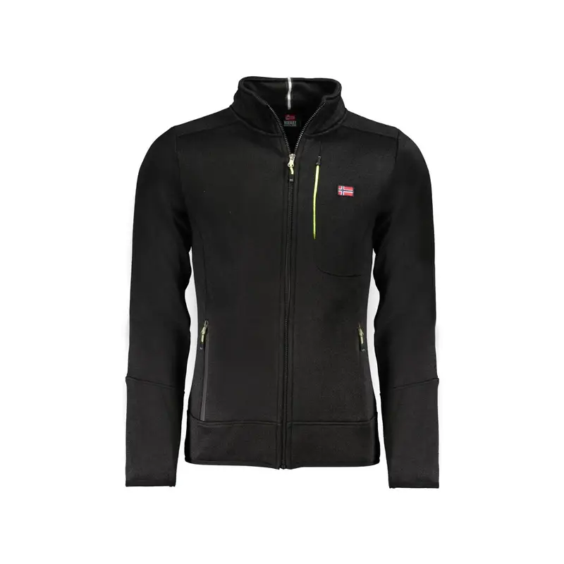 Felpa Maniche Lunghe con Zip Uomo Nera con Dettagli a Contrasto Nero