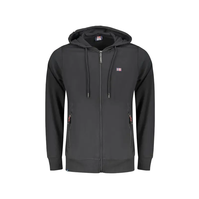 Felpa Maniche Lunghe con Zip Uomo Nera Logo Nero