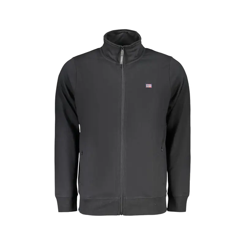 Felpa Maniche Lunghe con Zip Uomo Nera Logo Nero