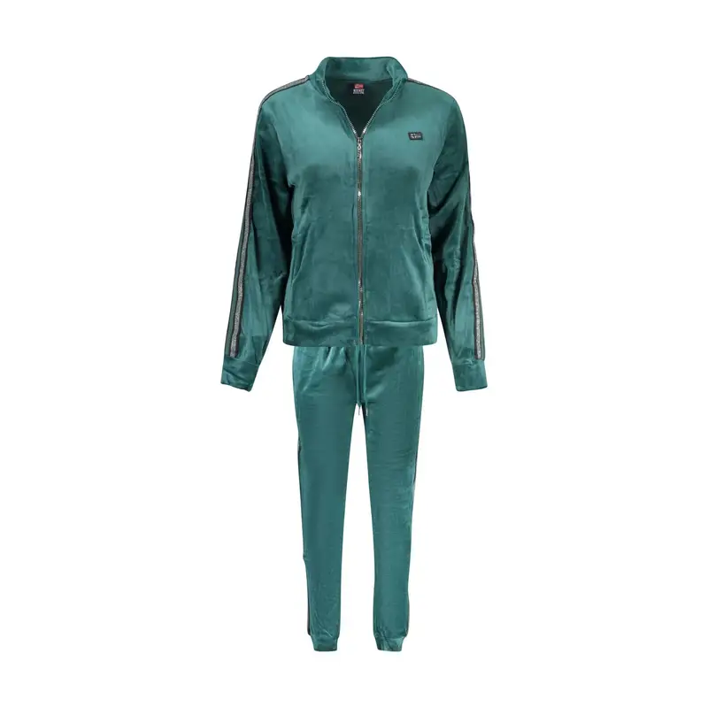 Felpa Maniche Lunghe Tuta Sportiva Donna Verde Full Zip