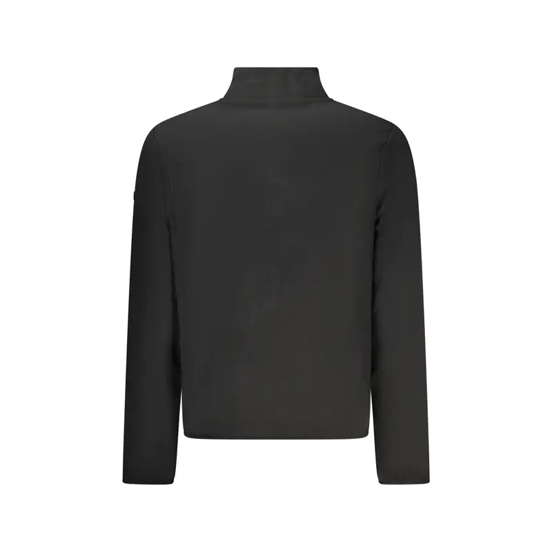 Felpa Pile Uomo Nera Mezza Zip Contrasto Logo Nero miniatura 2