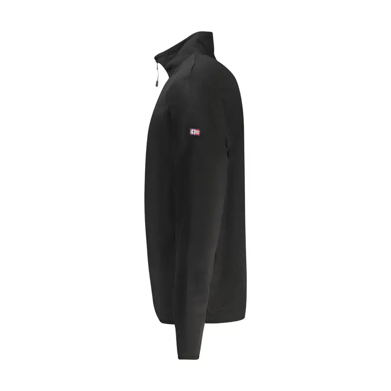 Felpa Pile Uomo Nera Mezza Zip Contrasto Logo Nero miniatura 3