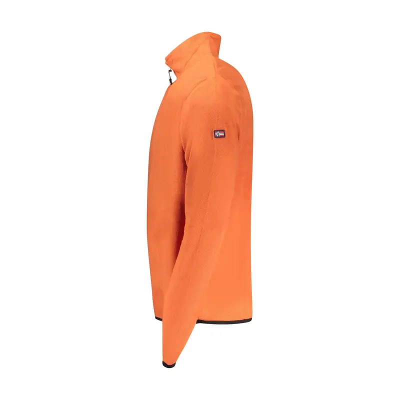 Felpa Uomo Arancio Mezza Zip Pile Applicazione Logo Arancione miniatura 3