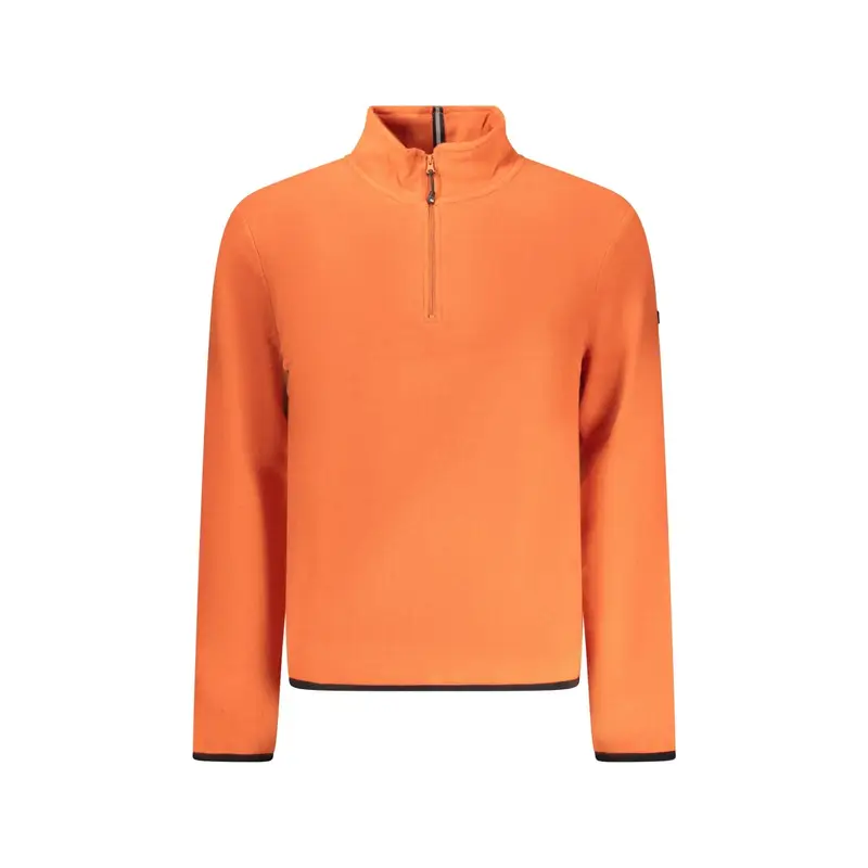 Felpa Uomo Arancio Mezza Zip Pile Applicazione Logo Arancione