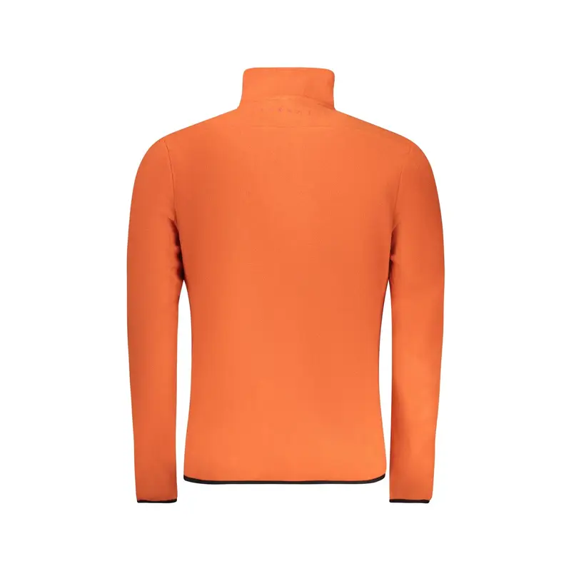 Felpa Uomo Arancio Mezza Zip Pile Tasche Ricamo Logo Arancione miniatura 2