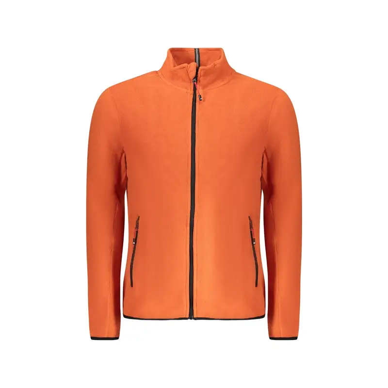 Felpa Uomo Arancio Mezza Zip Pile Tasche Ricamo Logo Arancione