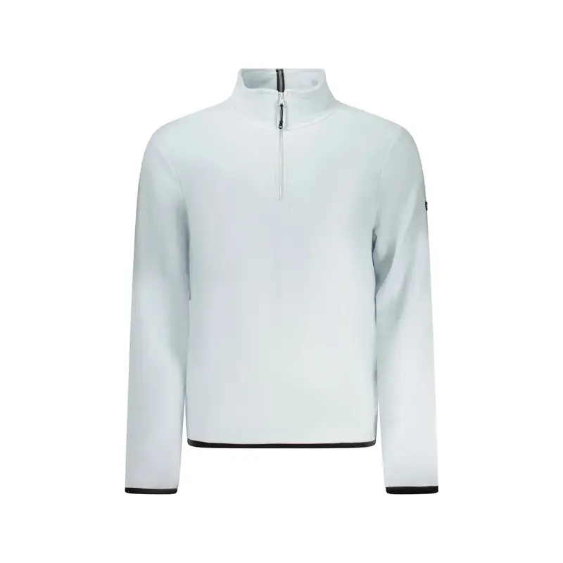 Felpa Uomo Azzurro Mezza Zip Pile Applicazione Logo