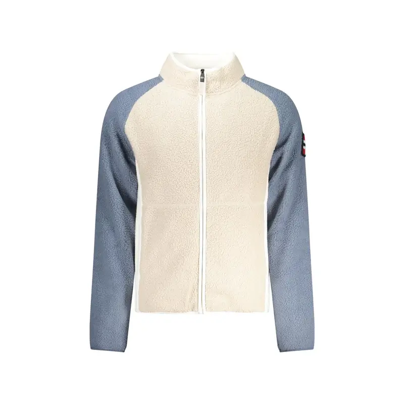 Felpa Uomo Beige con Zip Pile Ricamo Logo