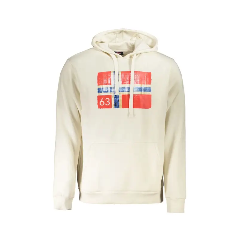 Felpa Uomo Bianca Cappuccio Tascone Stampa Logo Bianco