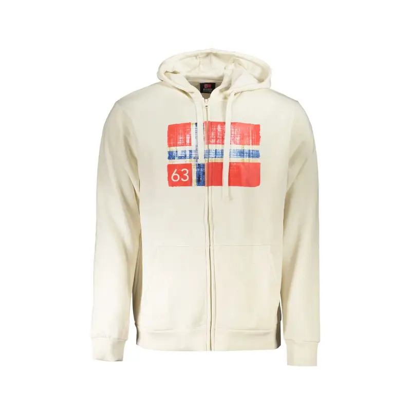 Felpa Uomo Bianca con Cappuccio e Zip Bianco