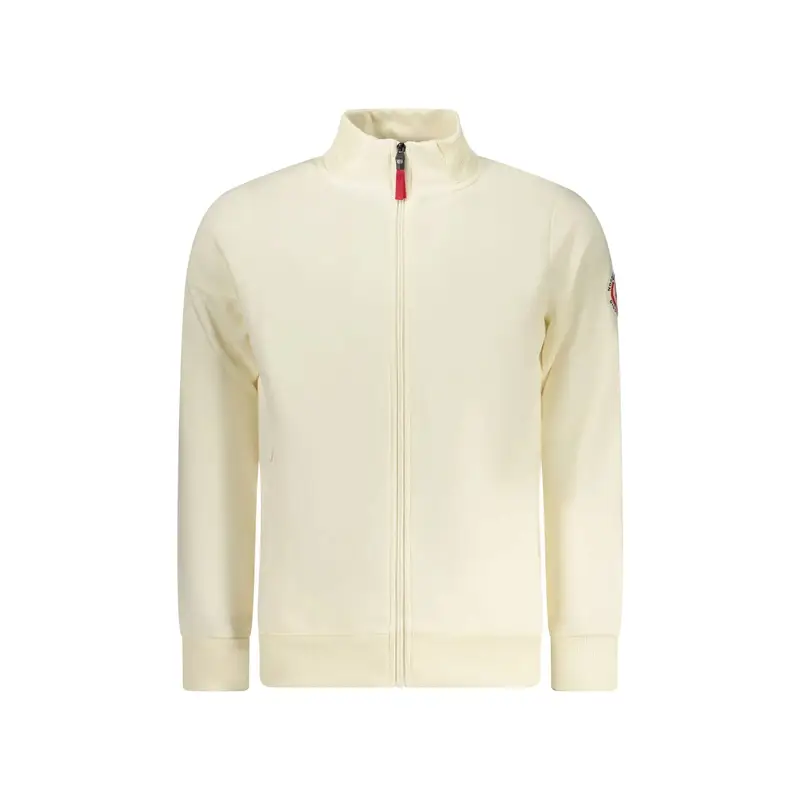 Felpa Uomo Bianca con Zip Felpata Applicazione Logo Bianco