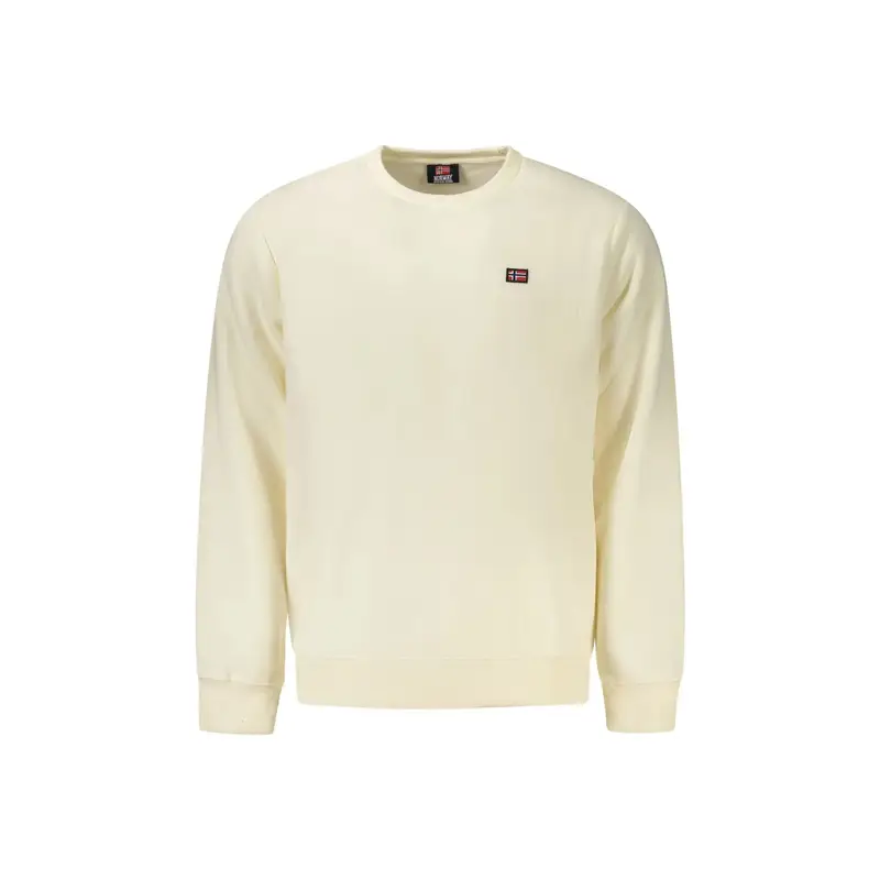 Felpa Uomo Bianca Girocollo Felpata Applicazione Bianco