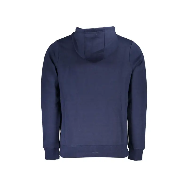 Felpa Uomo Blu Cappuccio Felpata Tascone Stampa Logo miniatura 2