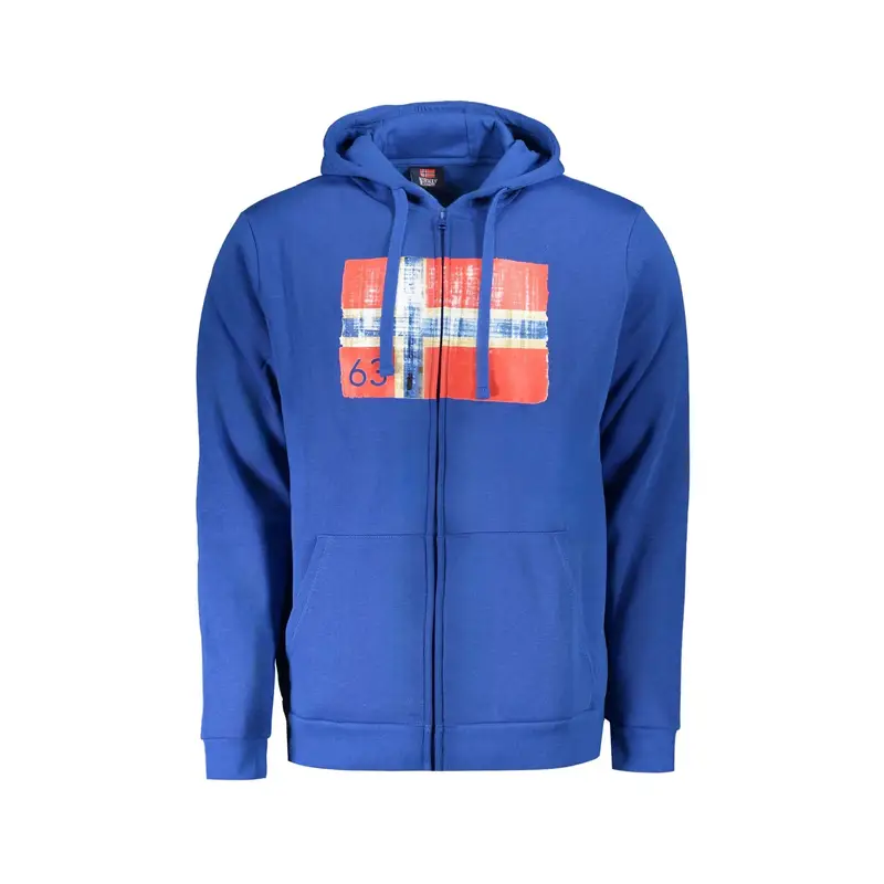 Felpa Uomo Blu con Cappuccio e Zip