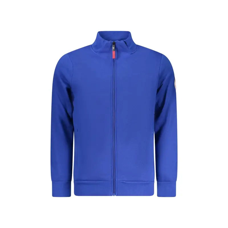 Felpa Uomo Blu con Zip Felpata Applicazione Logo