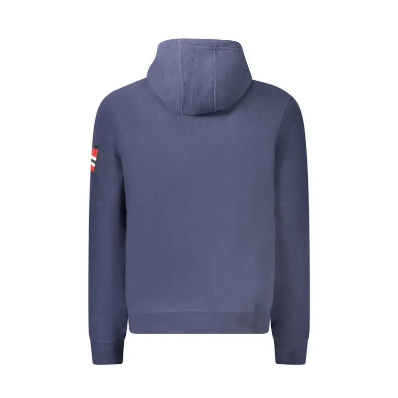 Felpa Uomo Blu con Zip Pile Cappuccio Ricamo Logo miniatura 2