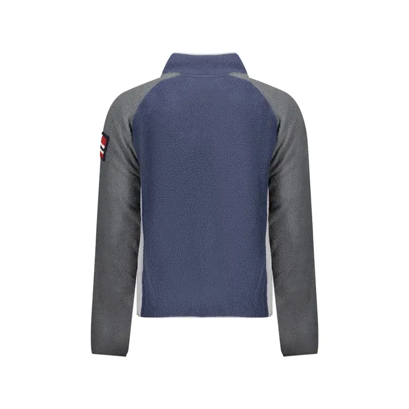 Felpa Uomo Blu con Zip Pile Ricamo Logo miniatura 3