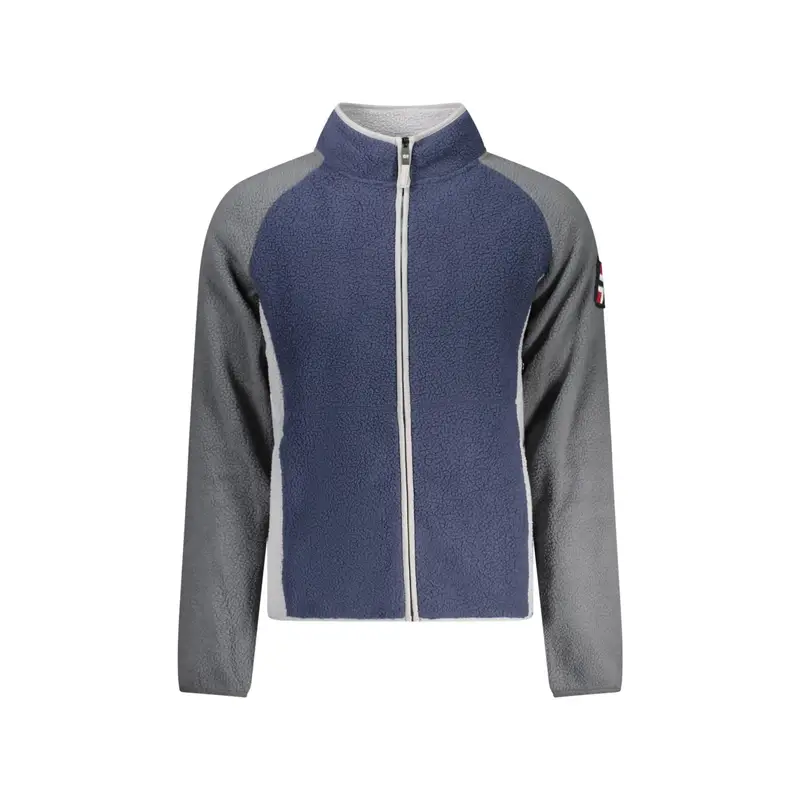 Felpa Uomo Blu con Zip Pile Ricamo Logo