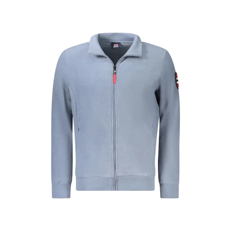 Felpa Uomo Blu con Zip Pile Ricamo Logo