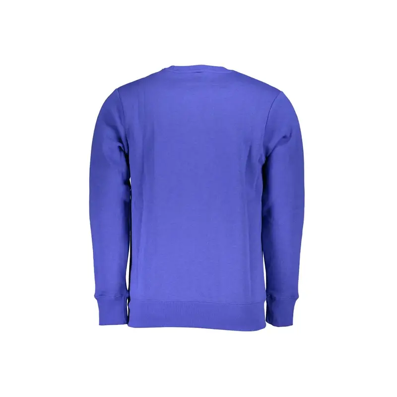 Felpa Uomo Blu Girocollo Felpata Stampa Logo miniatura 2