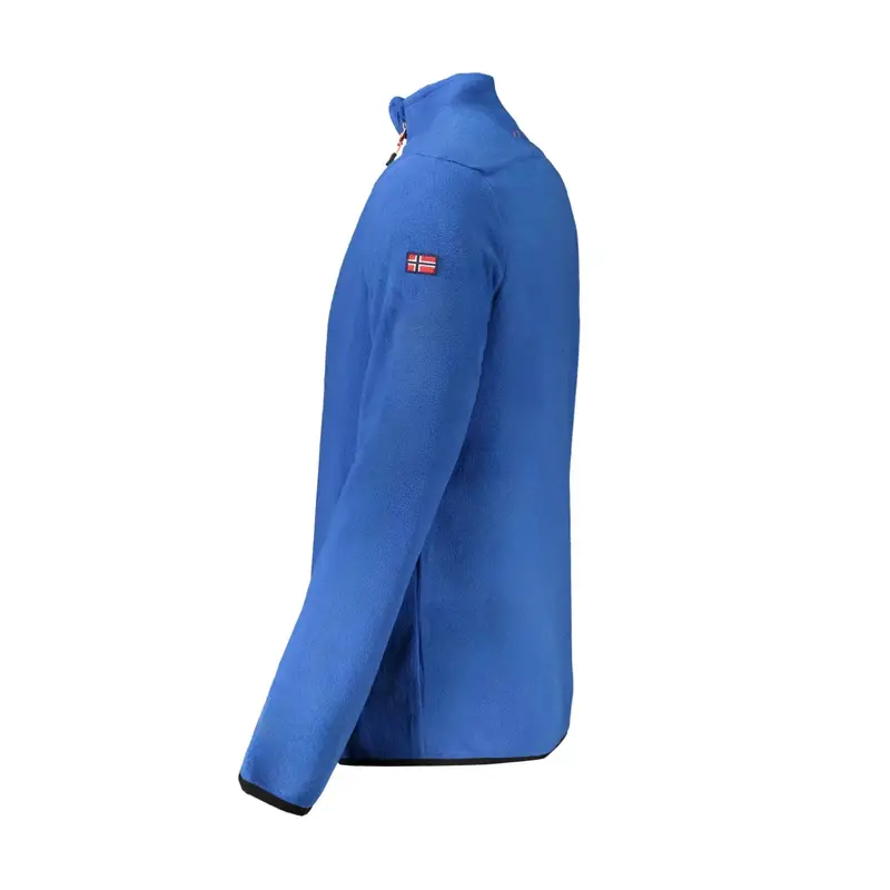 Felpa Uomo Blu in Pile con Zip e Logo miniatura 3