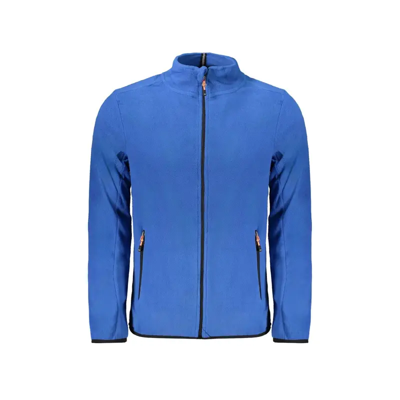 Felpa Uomo Blu in Pile con Zip e Logo