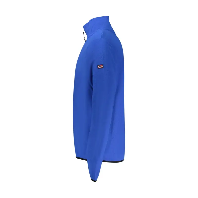 Felpa Uomo Blu Mezza Zip Pile Applicazione Logo miniatura 3